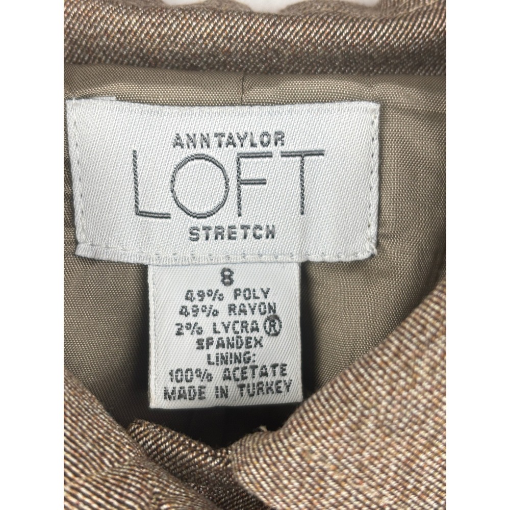LOFT Blazer Womens 8 Tweed Faux Leather Trim Tailored - Picture 4 of 8